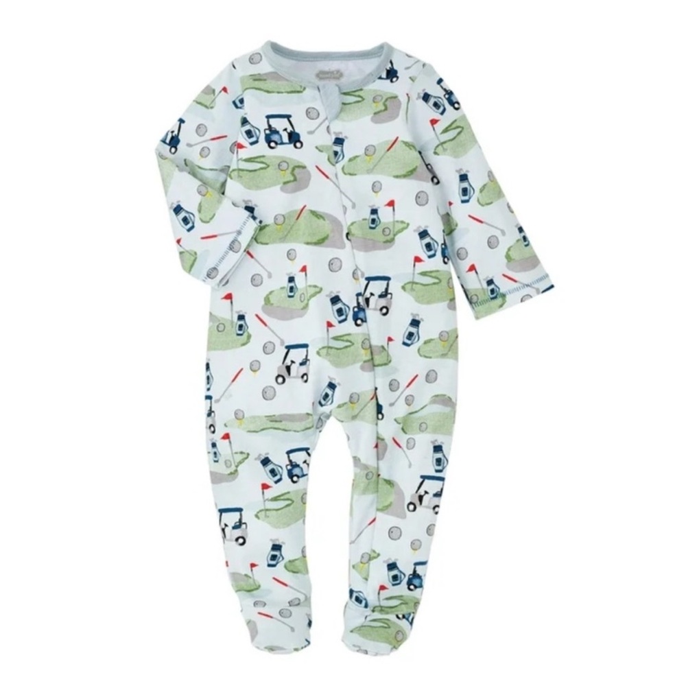 MUD PIE EUC 100% Cotton Golf Zip Up Footie Pajamas